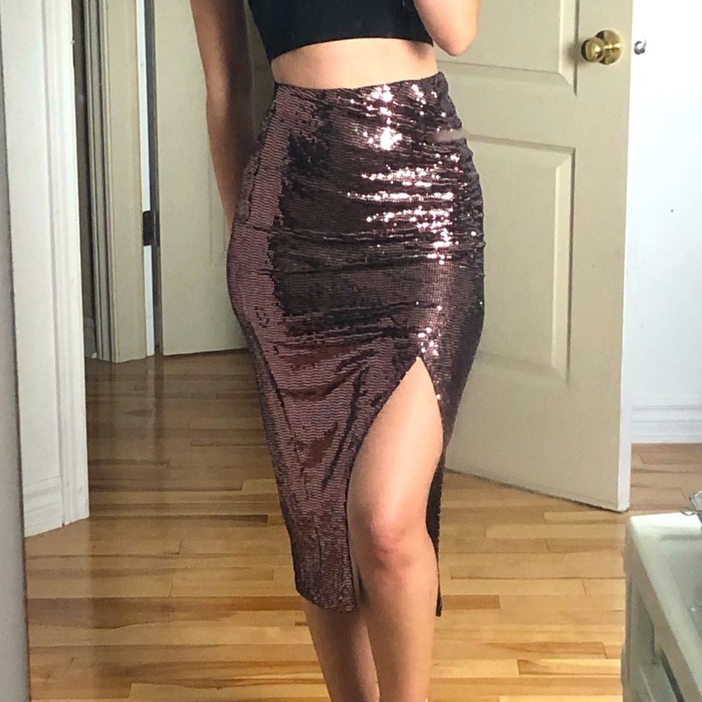 Sequin Bronze Skirt - Picture 7 of 9